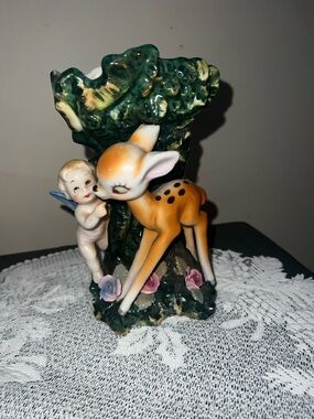 Royal Japan, vintage of us cherub and Fawn 7 inches tall hand painted